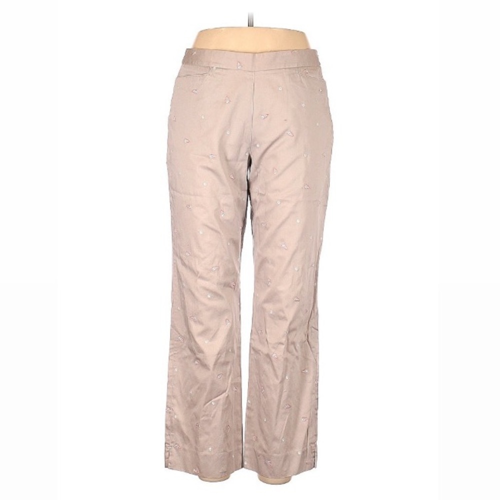 Lizgolf Khaki Beige Golf Logo Flared Leg Crop Pants Size 14 EUC
